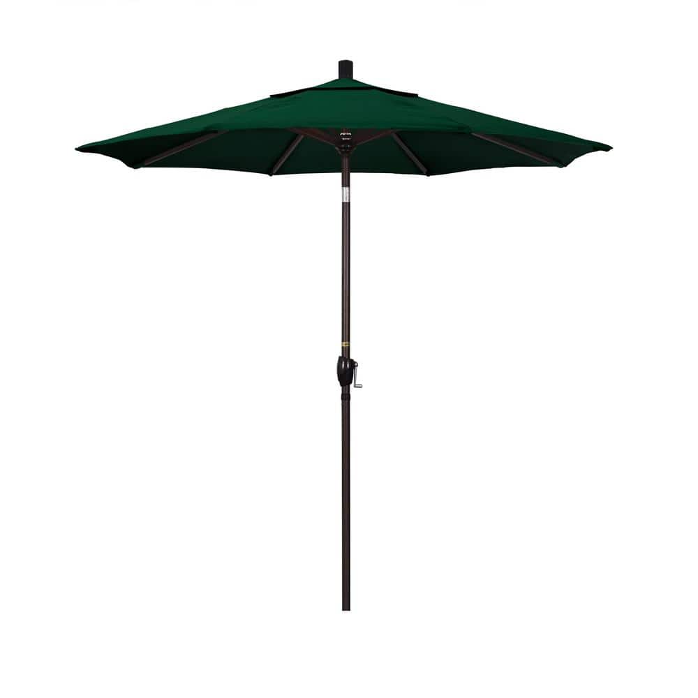 7.5 ft. Bronze Aluminum Pole Market Aluminum Ribs Push Tilt Crank Lift Patio Umbrella in Forest Green Sunbrella price history on PriceWatchPro