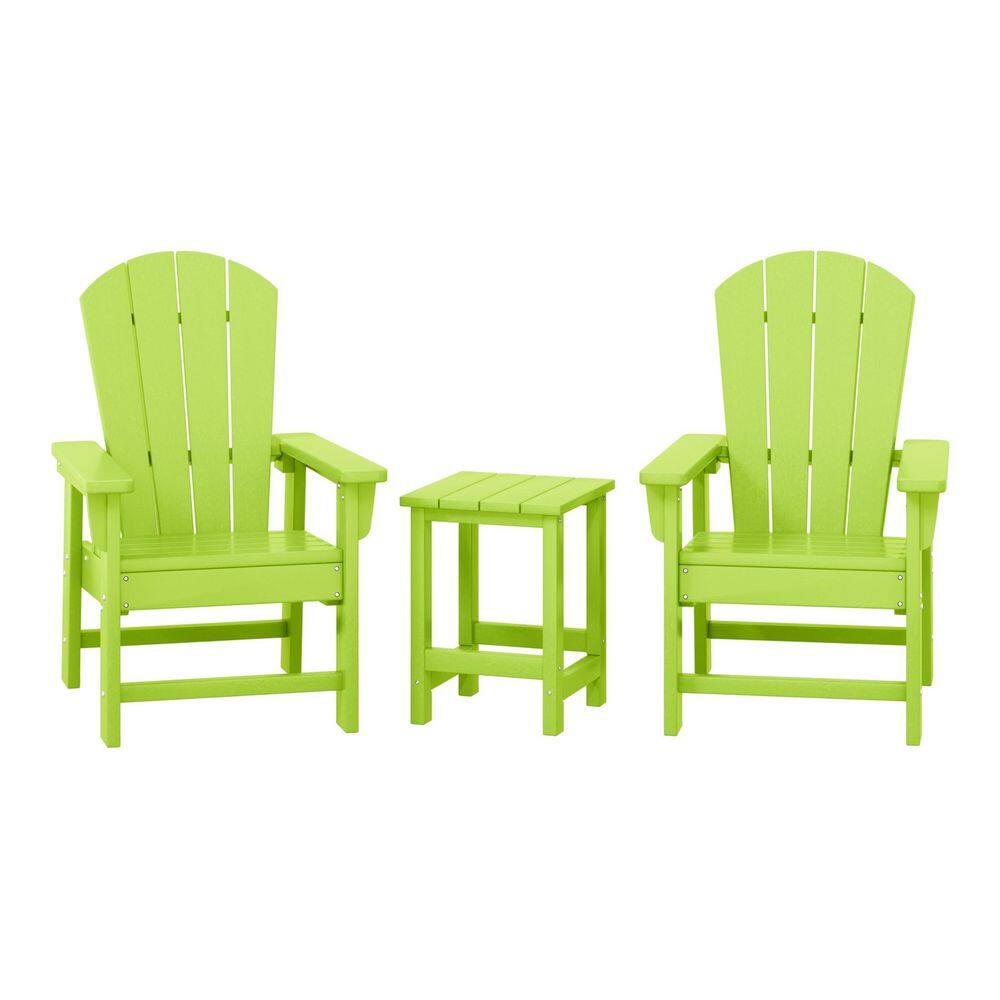 Children's Laguna Lime 3-Piece Plastic Outdoor Kids Adirondack Chair With Side Table Patio Conversation Set price history on PriceWatchPro
