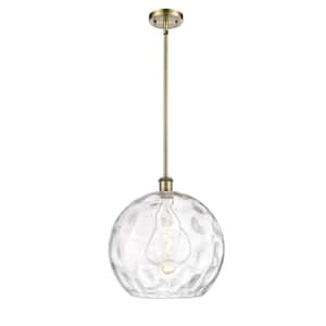 Athens Water Glass 1-Light Antique Brass Globe Pendant Light with Clear Water Glass Shade