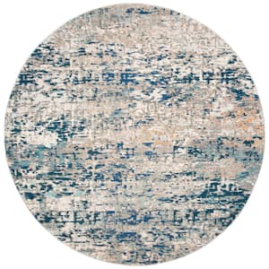 Madison Gray/Blue 9 ft. x 9 ft. Round Gradient Abstract Area Rug