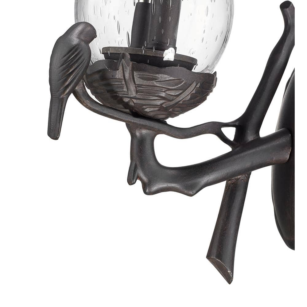 Black Coral 2-Light Outdoor Wall Lantern with Bird Design