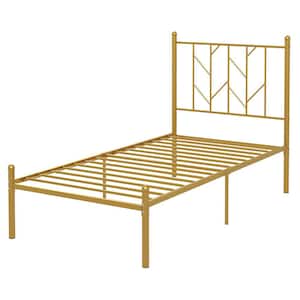 Gold Metal Frame Twin Size Platform Bed Frame Heavy-duty Metal Bed Frame Sturdy Metal Slat Support
