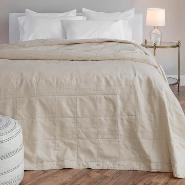 WELHOME The Relaxed Linen Cotton Taupe King Quilt