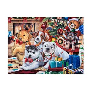 Unframed Animal Jenny Newland 'Christmas Puppies' Photography Wall Art 24 in. x 32 in.