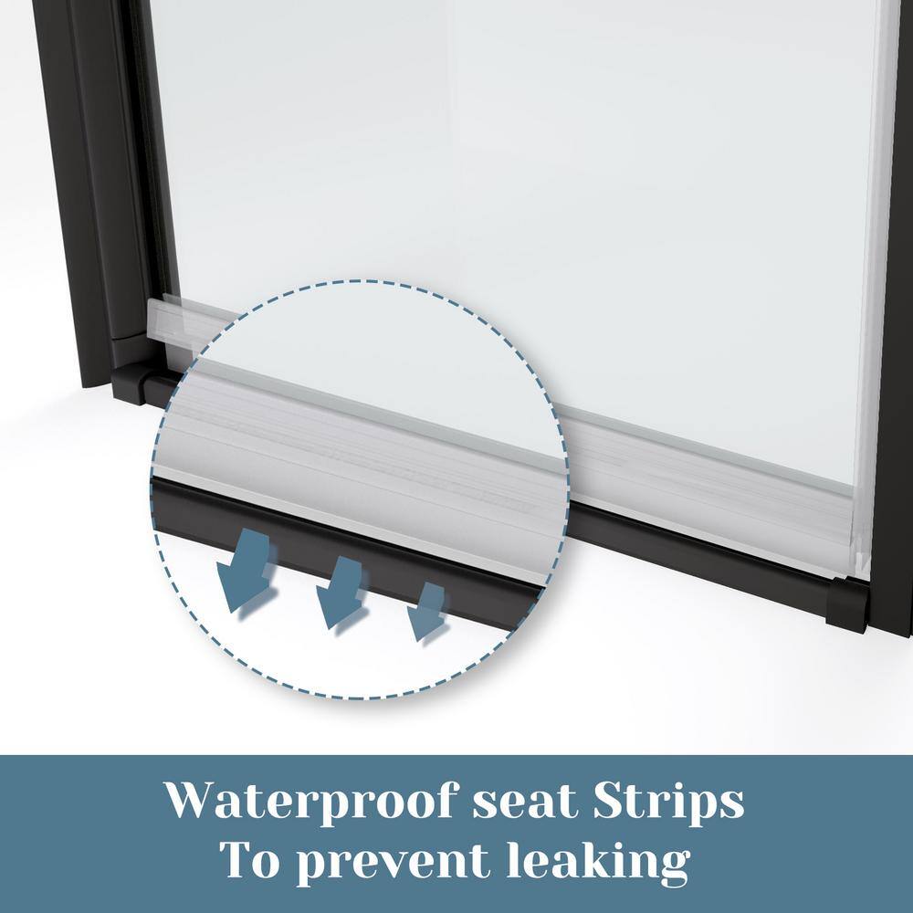 Matte Black Frameless Pivot Shower Door with Clear Glass, 28-29.4 in. W x 72 in. H