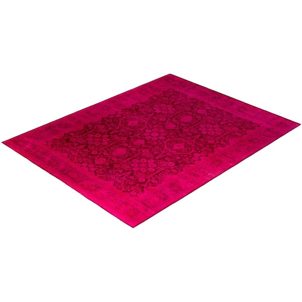 Overdyed Pink 9 ft. x 12 ft. Solid Wool Indoor Area Rug