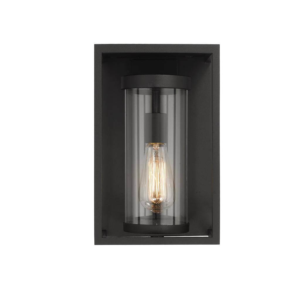 Black Aluminum Dimmable Outdoor Wall Sconce with Clear Glass Shade