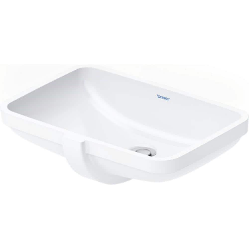 Duravit White Ceramic Rectangular Undermount Bathroom Sink with Overflow