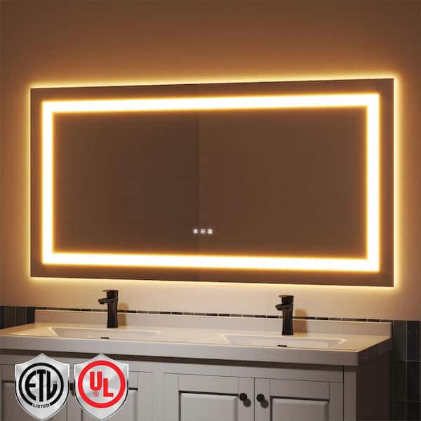 30 in. W x 60 in. H Rectangle Wall-mounted Full-length Mirror, LED Light Dresser Mirror Full Body Mirror