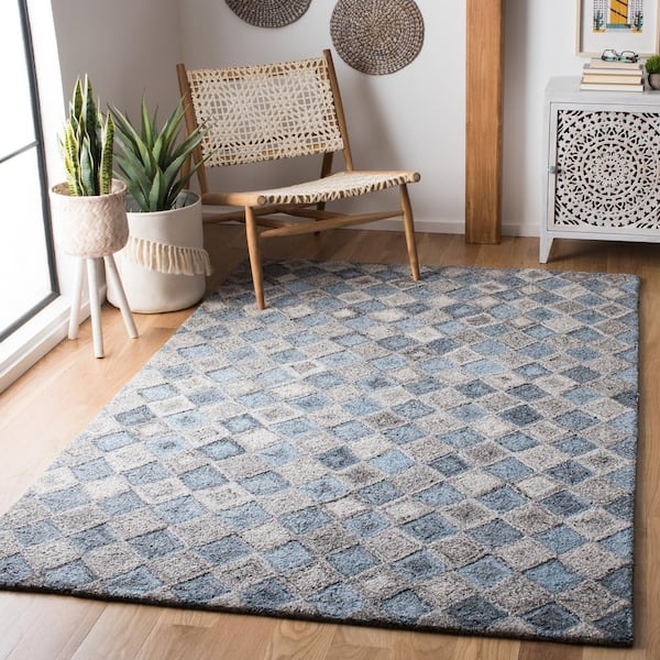 Abstract Gray/Blue Doormat 2 ft. x 3 ft. Geometric Multi-Diamond Area Rug