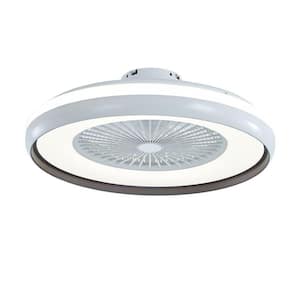 20 in. Integrated LED Indoor White Black Modern Enclosed Low Profile Ceiling Fan Light