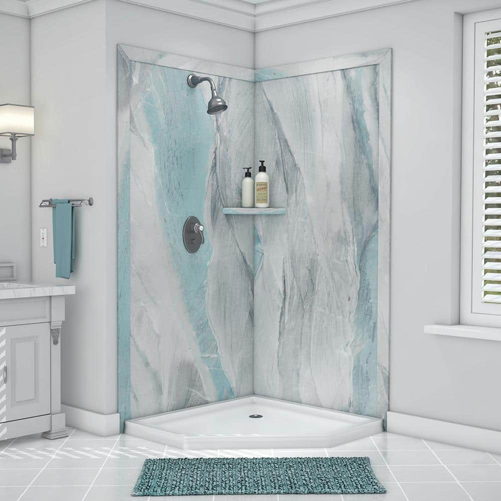 Splendor 40 in. x 40 in. x 80 in. 7-Piece Easy Up Adhesive Corner Shower Wall Surround in Triton price history on PriceWatchPro