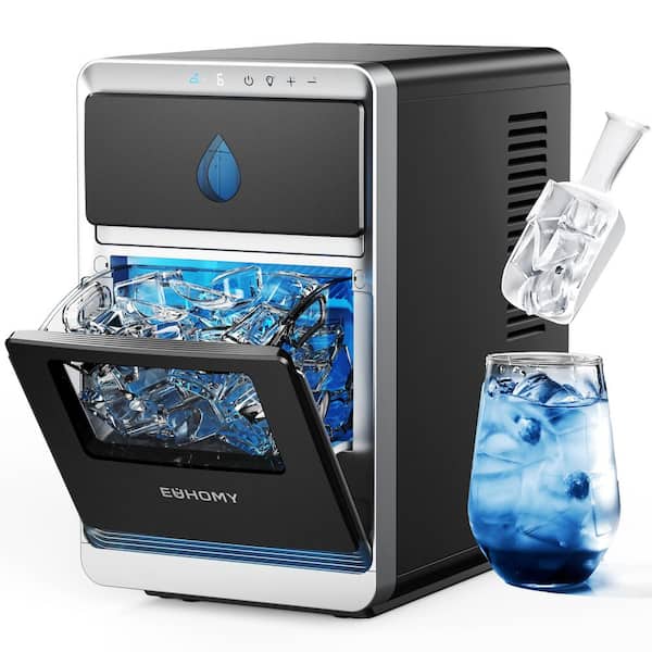 9.4 in. 27 lb. Crescent Ice Countertop Portable Ice Maker in Black with Ice Scoop, Fast Ice Production, Self-Cleaning