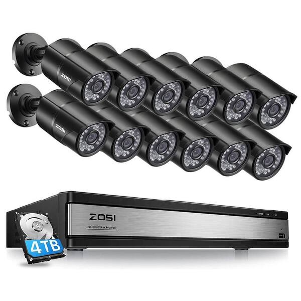 ZOSI 16Channel 1080p 4TB Hard Drive DVR Security Camera System with 12