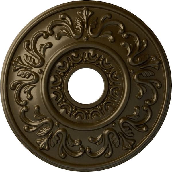 Ekena Millwork 18" x 3-1/2" ID x 1" Valletta Urethane Ceiling Medallion (Fits Canopies upto 3-1/2"), Brass