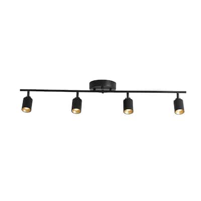 Modern 3 ft. 4 Spot-Light, Black Integrated LED, Fixed Track Lighting Kit with Rotating Heads
