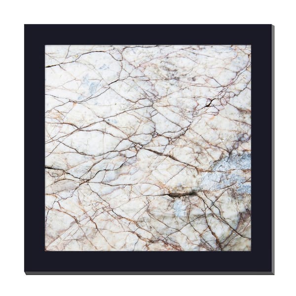 Unbranded Gallery-Grade Earthy Veining Marble Black Framed Acrylic Abstract Statement Wall Art 48 in. x 48 in.