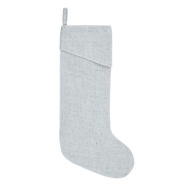 VHC Brands 20 in. Viscose/Wool Blend Tinsley Nickel Grey Farmhouse Christmas Decor Stocking