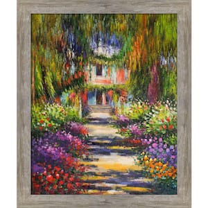 Garden Path at Giverny by Claude Monet Metropolitan Pewter Framed Oil Painting Art Print 19.5 in. x 23.5 in.