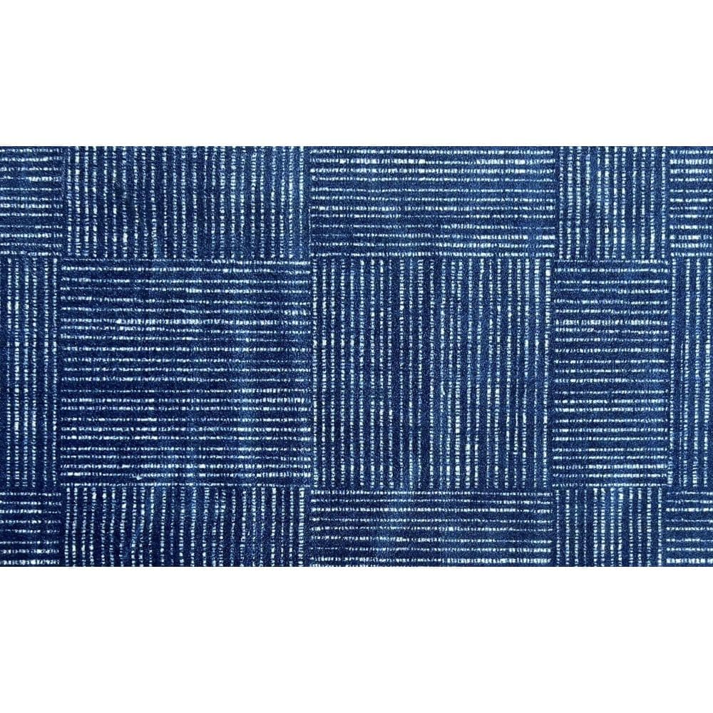 Studio 67 Canvas 2.29 ft. x 3.92 ft. Navy Blue Basket Weave