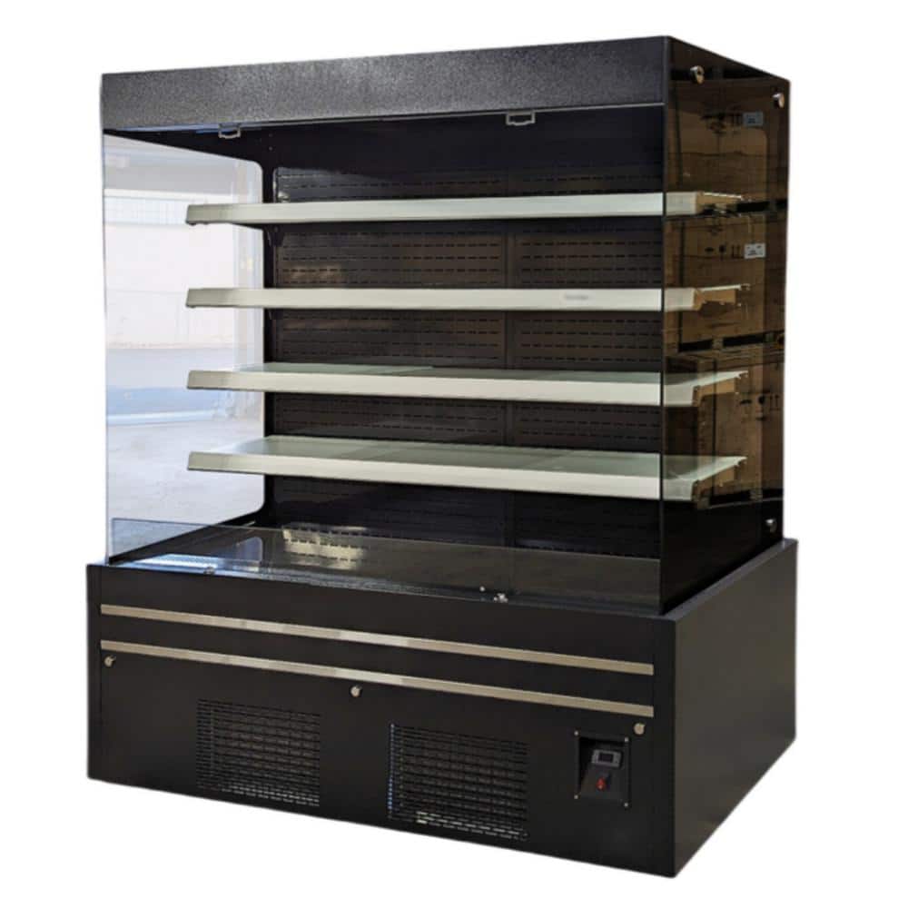 72 in. W 40.9 cu. ft. Commercial Open Case Refrigerator in Black