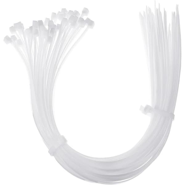 40 in. Heavy Duty Nylon Zip Ties for Cable Wire Management Strong Industrial Use in White 50 Pieces