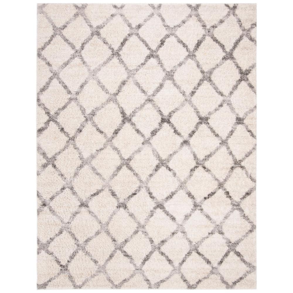 Berber Shag Cream/Gray 9 ft. x 12 ft. Geometric Area Rug price history on PriceWatchPro