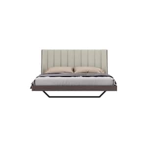 Gray Composite Frame King Panel Bed with Upholstered