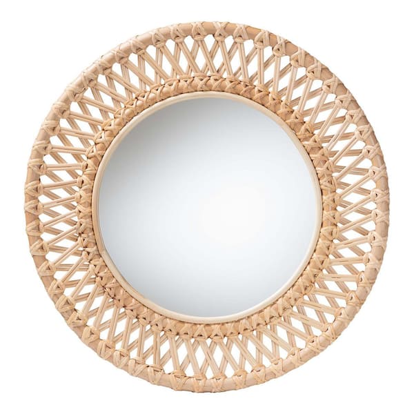Burris 28.3 in. W x 28.3 in. H Natural Rattan Mirror