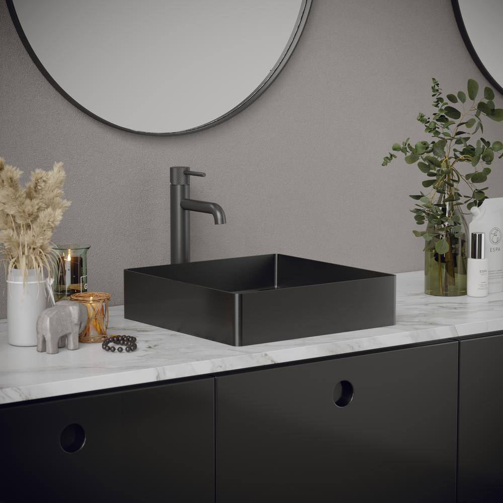 Gunmetal Grey Stainless Steel Square Vessel Bathroom Sink