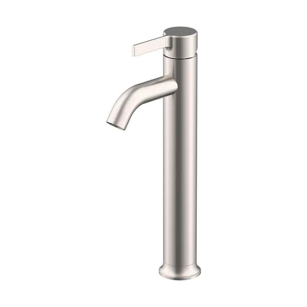 Glacier Bay Ryden Single Handle Vessel Sink Faucet with Pop-Up Drain in Brushed Nickel