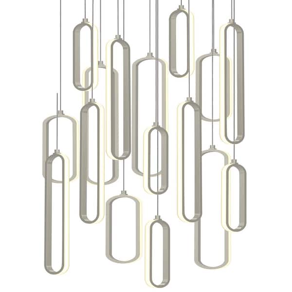 AFX Sienna 232-Watt 16-Light Painted Nickel Cluster Integrated LED Pendant Light