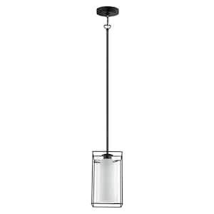 Loncino 1 6 in. W x 10.17 in. H 1-Light Structured Black Open Frame Mini Pendant with Clear Glass Shade