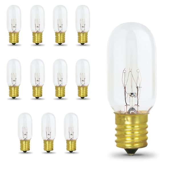 Feit Electric 25-Watt T8 Dimmable E17 Base Incandescent Appliance Light Bulb. Soft White 2700K (12-Pack)