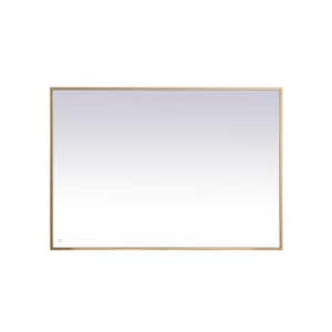 Timeless Home 60 in. W x 42 in. H Modern Rectangular Aluminum Framed LED Wall Bathroom Vanity Mirror in Brass