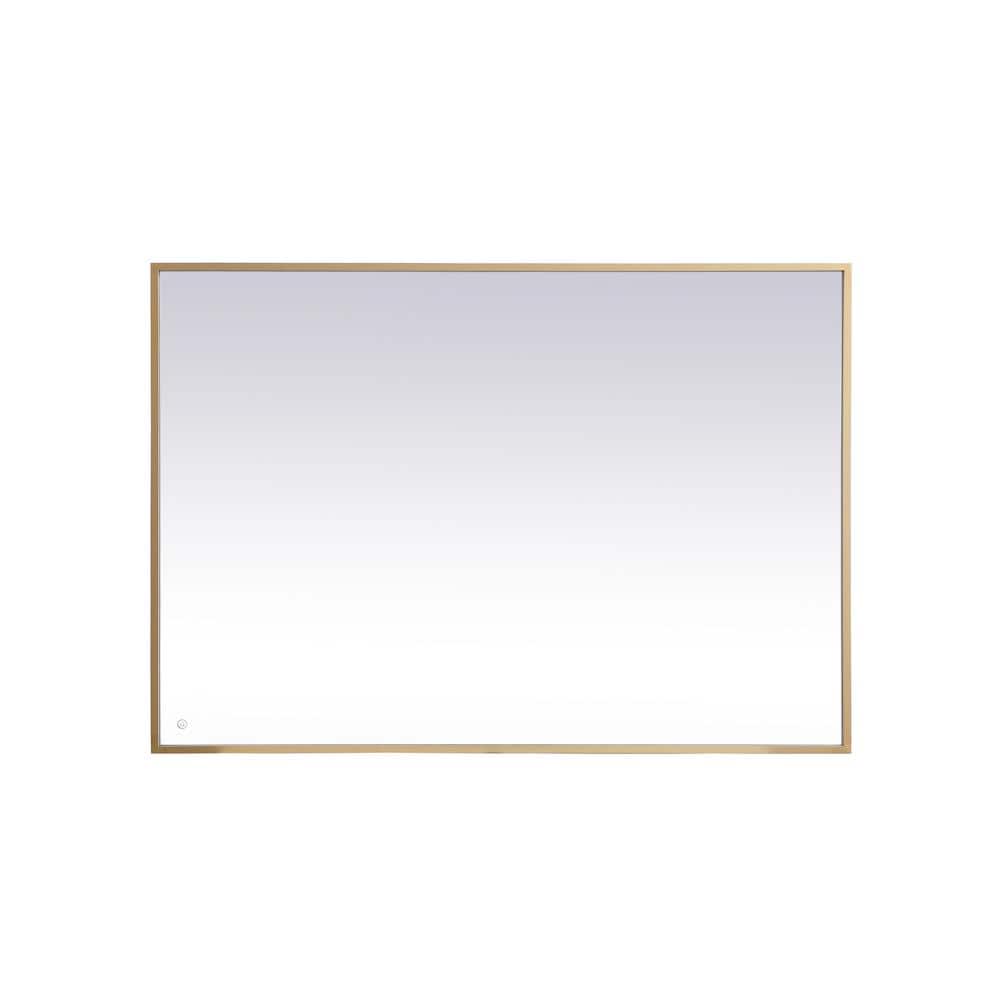Timeless Home 60 in. W x 42 in. H Aluminum Brass LED Mirror