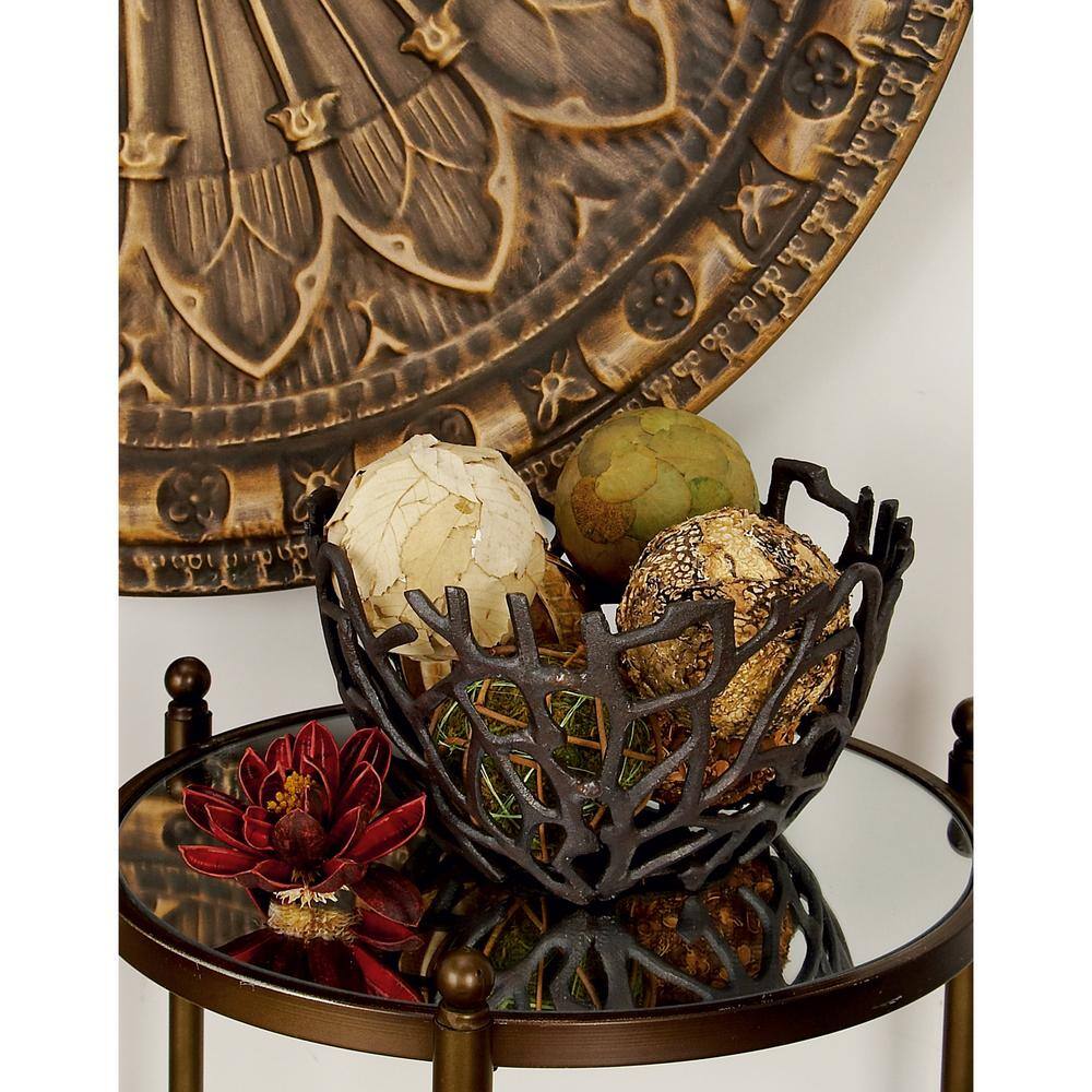 Set of 2 Black Aluminum Coral-Inspired Decorative Bowls