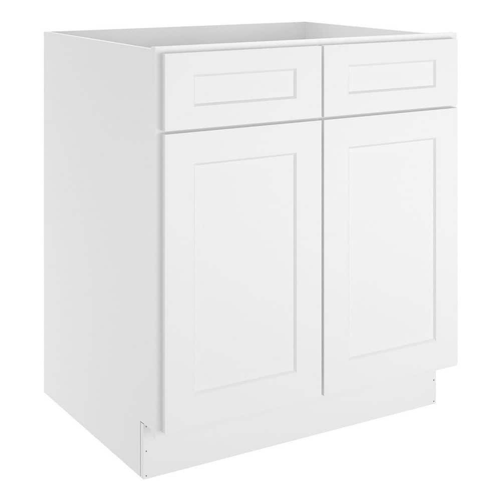 HOMEIBRO White Plywood Shaker Stock Style Base Kitchen Cabinet with 2 ...