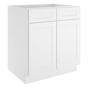 White Plywood Shaker Stock Style Base Kitchen Cabinet with 2-Door and 2-Drawer (30 in. W x 24 in. D x 34.5 in. H)