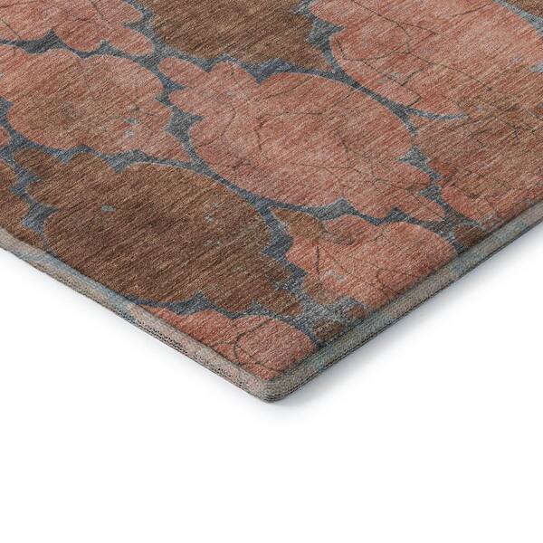Mayfield Premium Machine Washable Abstract AMF1784 Copper 2 ft. 3 in. x 7 ft. 6 in. Runner Rug