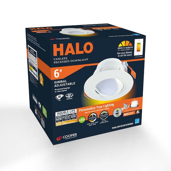 RA 6 in. Integrated LED Canless Light Trim, 600 Lumens/900 Lumens, 5-Selectable CCT, D2W, 120-Volt