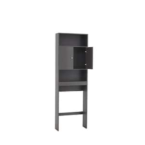 25 in. W x 77 in. H x 7.9 in. D Gray Over The Toilet Storage Space Saver Cabinet with Shelves and Doors