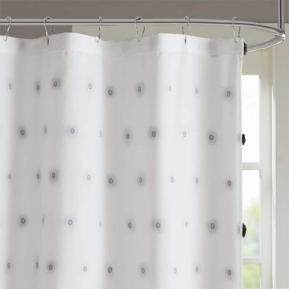 Sophie White and Black Polka Dot Shower Curtain