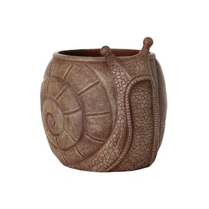 5.75 in. L x 5.75 in. W x 6 in. H Brown Indoor/Outdoor Resin Snail Decorative Pot