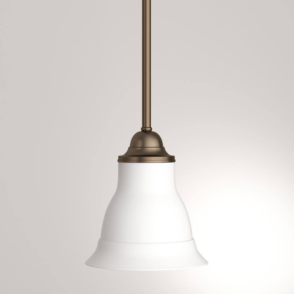 Antique Bronze Mini Pendant with Etched Glass Shade