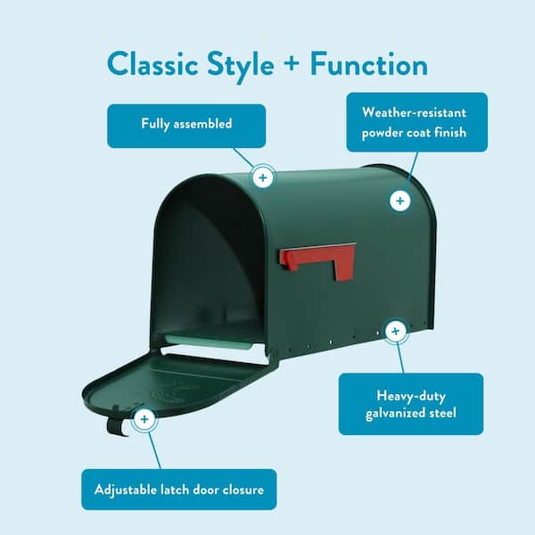 Elite Green, Large, Steel, Post Mount Mailbox