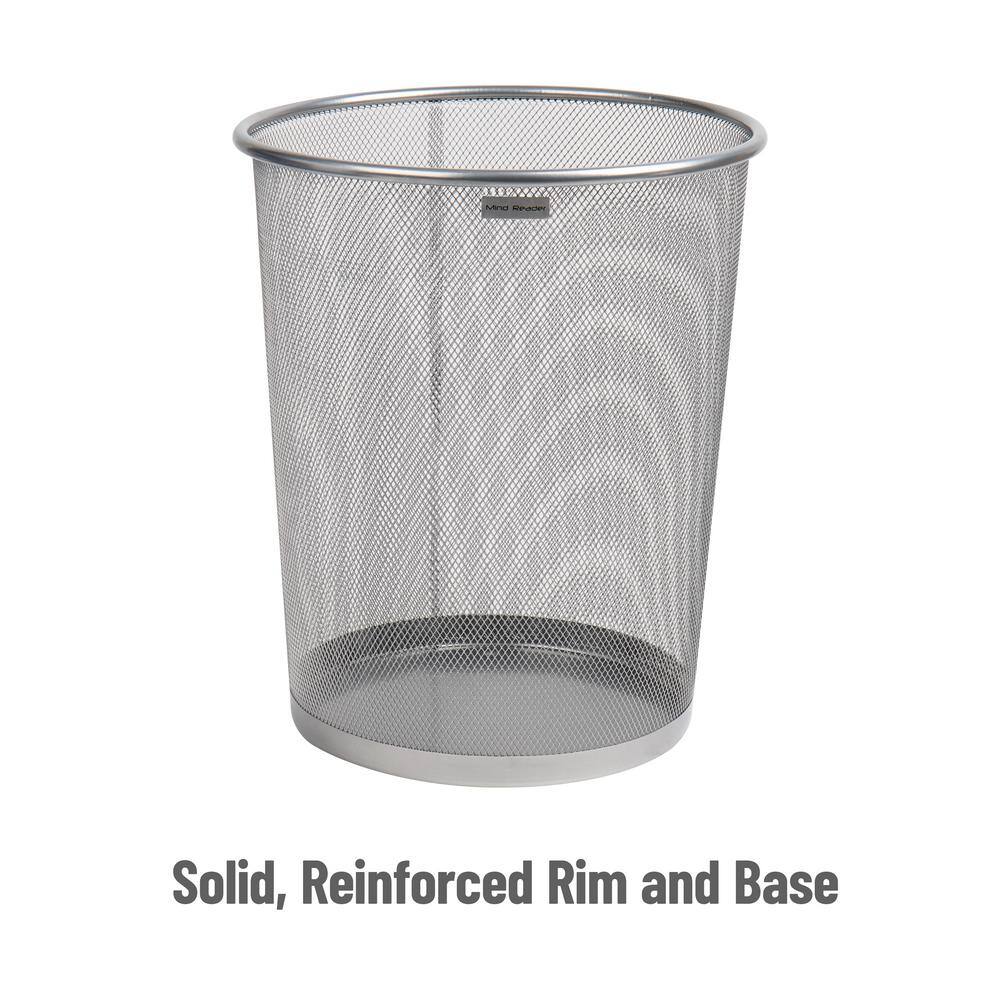 Silver Stainless Steel Mesh Office Trash Can, 12" x 14.5"