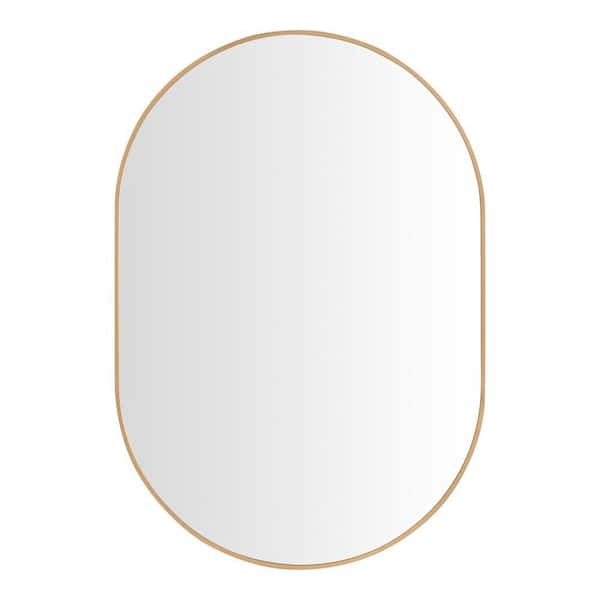 Medium Modern Oval Gold Framed Mirror (22 in. W x 32 in. H)