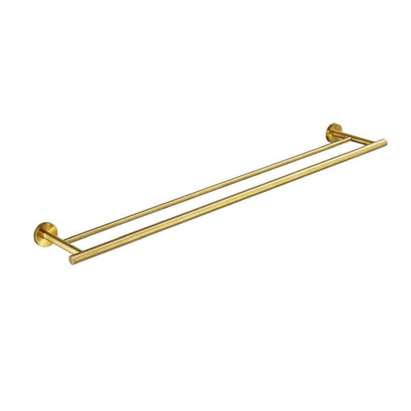 Flynama 1 in. W x 5 in. H x 23.6 in. D Stainless Steel Rectangular Shelf in Brushed Gold, Wall Mounted Towel Bar, Towel Bar