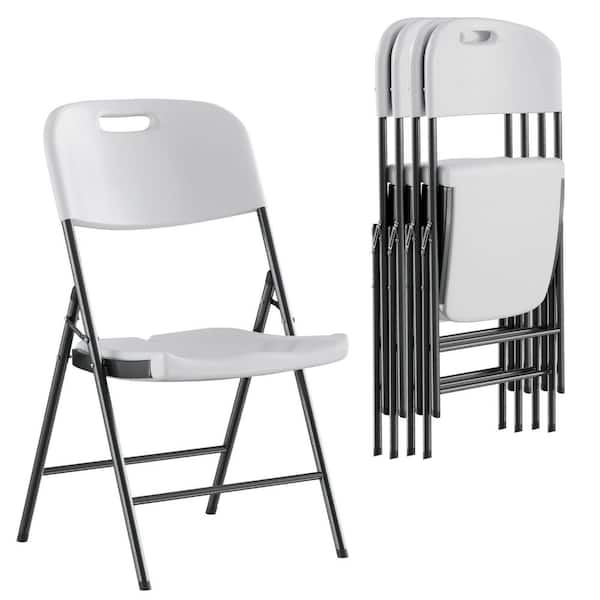 Heavy Duty Folding Chairs 4-Pack, White Portable Event Seating, Lightweight Outdoor Indoor Chair Wedding Banquet Camping